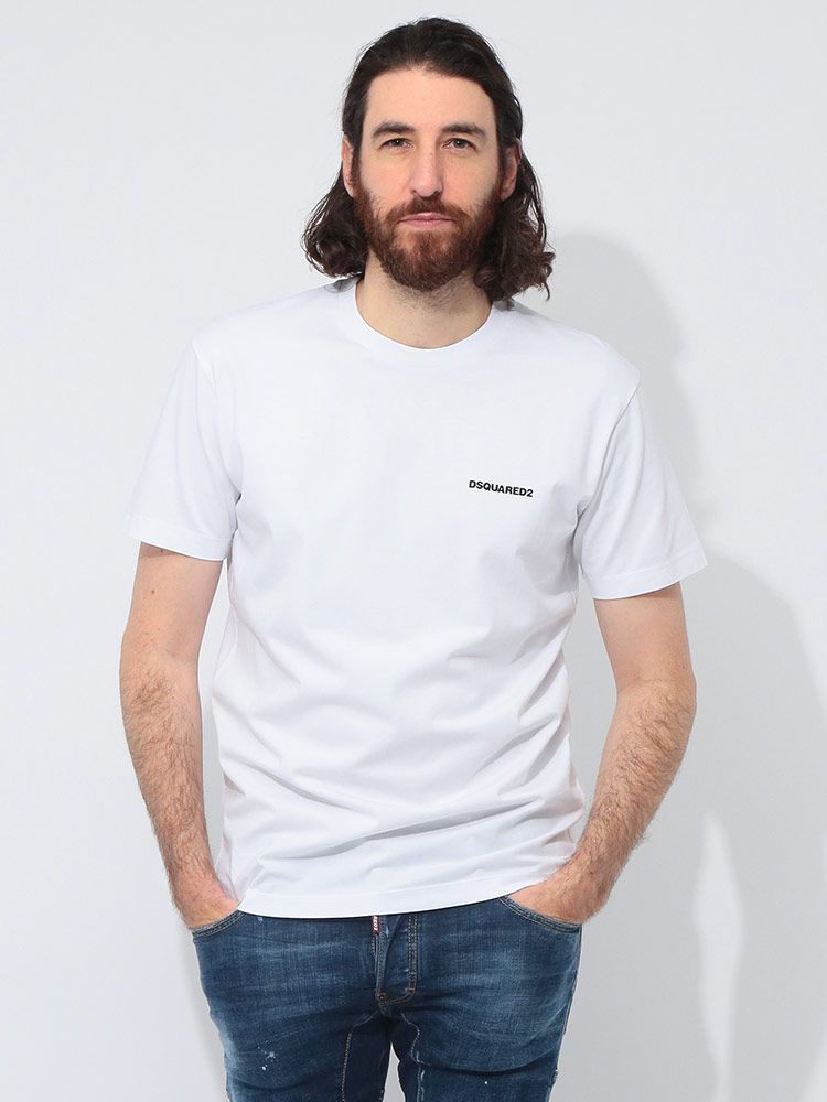DSQUARED2 (ディースクエアード) バックマップ プリント クルーネック 半袖 Tシャツ D2GD1338D20020 ホワイト