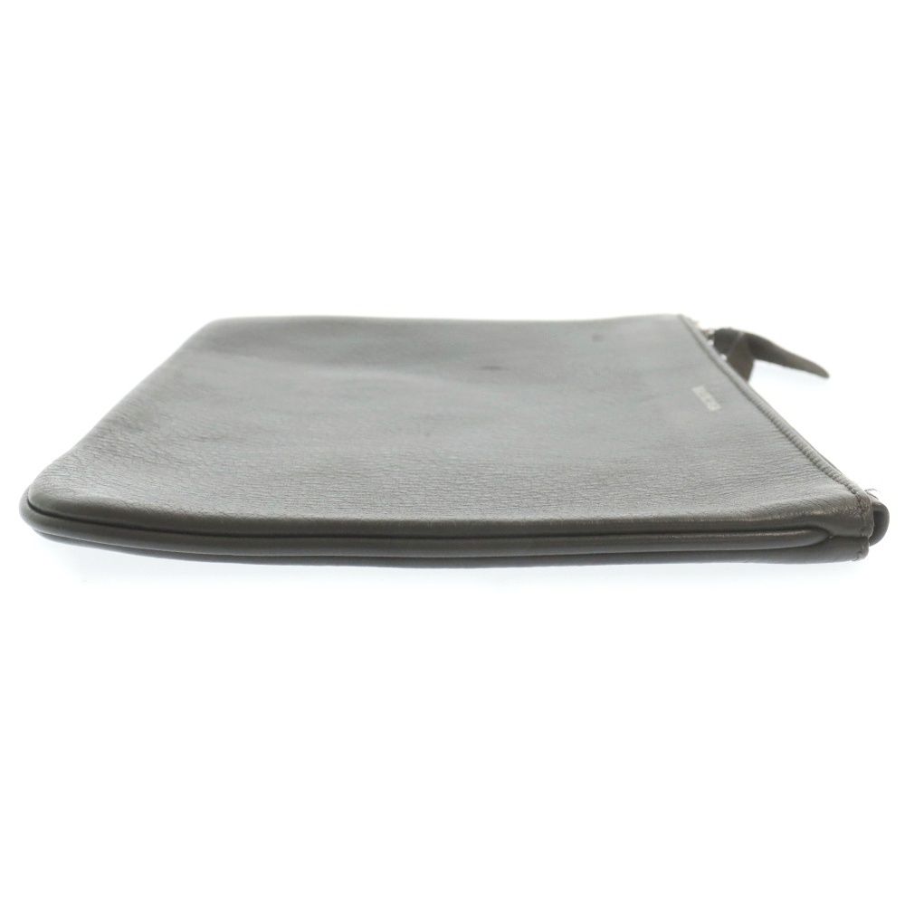 BALENCIAGA バレンシアガ ロゴプリント レザー クラッチバッグ グレー  