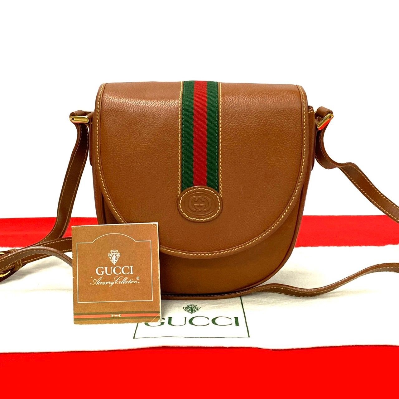 極 美品 GUCCI グッチ オールドグッチ ヴィンテージ シェリーライン レザー 本革 キャンバス ショルダーバッグ ポシェット ブラウン  617-4 - メルカリ