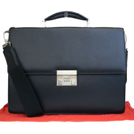 【中古】 バリー BALLY ブリーフケース ビジネスバッグ ハンド ショルダー 2WAY ブラック レザー 保存袋付き 04ES244