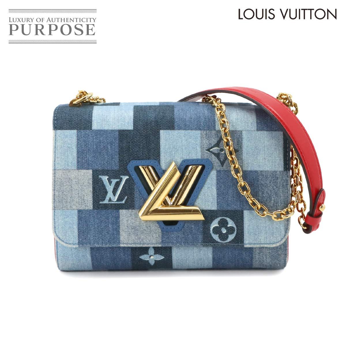 ルイ ヴィトン LOUIS VUITTON デニム モノグラム ツイスト MM チェーン ショルダー バッグ キャンバス ブルー レッド  90236458 - メルカリ