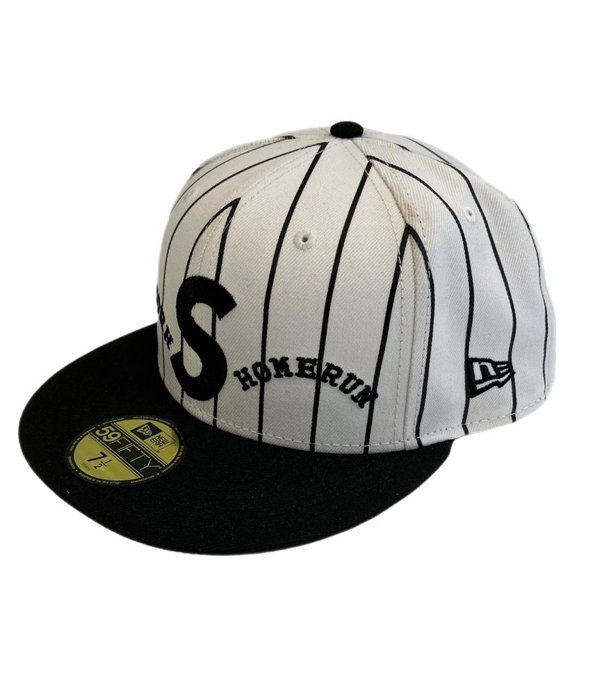 シュプリーム SUPREME Homerun S Logo New Era ホームラン Sロゴ ストライプ ベースボール ニューエラ 白 黒 帽子 メンズ帽子 キャップ ホワイト 101hat-163