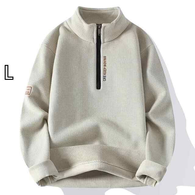[L]メンズ ファッション 服 男性用 オシャレ シンプル 大人 かっこいい 大きいサイズ ストリート 紳士服 ハーフ ジップセーター ベルベット 厚手 セーター ベース レイヤー セーター