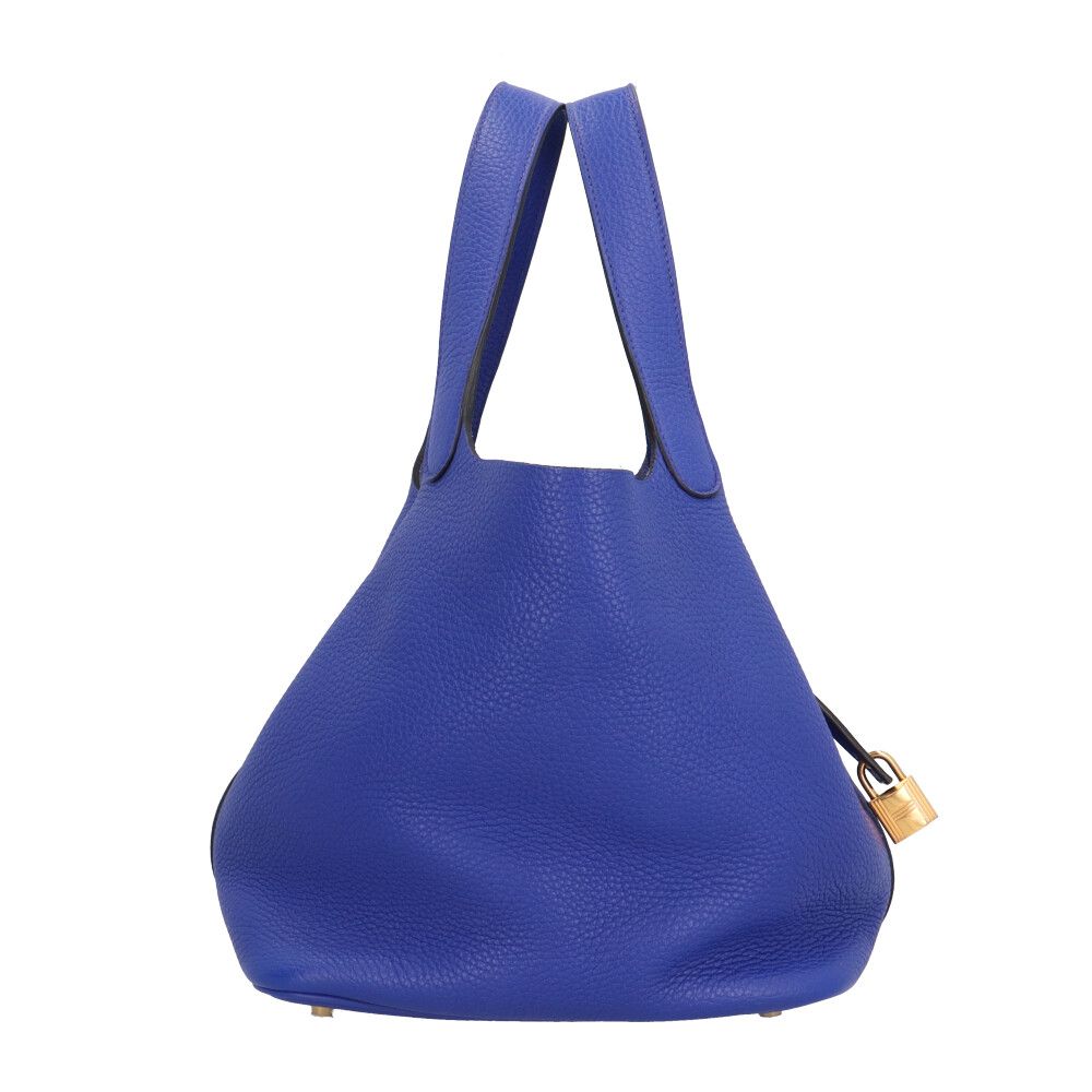 エルメス ピコタンロックMM ハンドバッグ トリヨンクレマンス ブルー