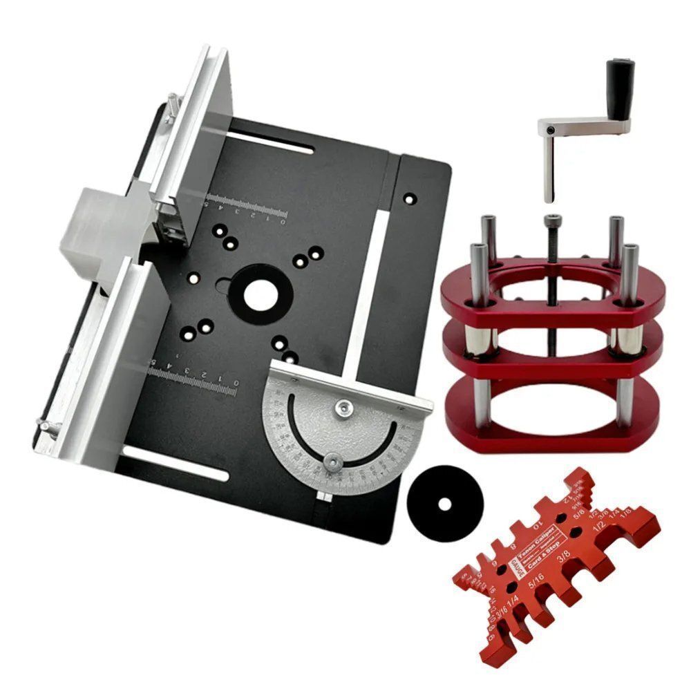 木工ルーターリフトシステムと直径65mmモーター用アルミトッププレート ワークベンチ トリマー 彫刻機 DIYツール