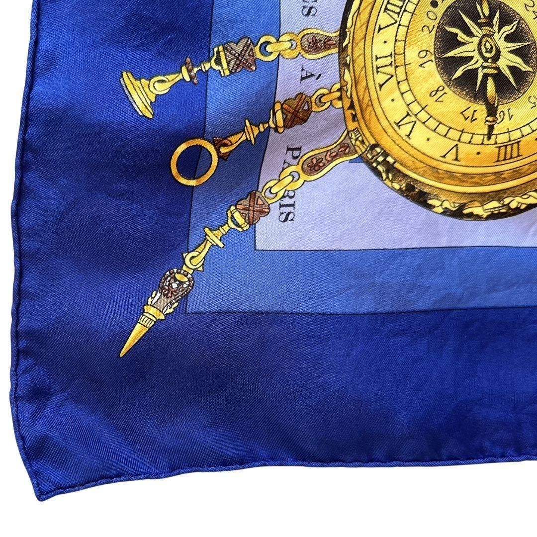 HERMES カレ90 laronde des heures 時の輪舞 スカーフ ネイビー 青色