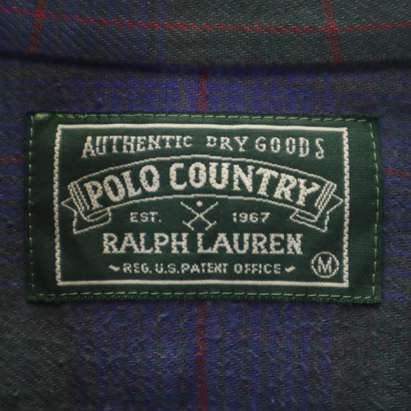 ポロカントリー チェック柄 切替 長袖 シャツ M POLO COUNTRY ラルフ