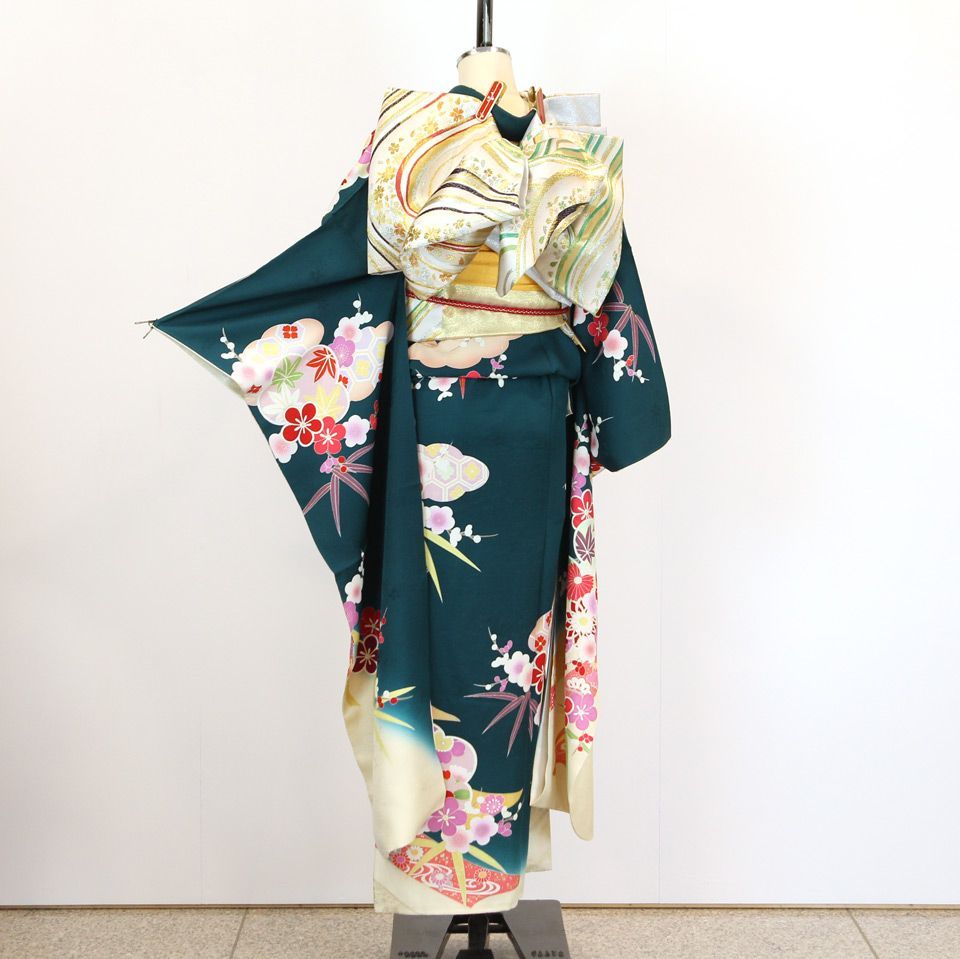 振袖フルセット 6点セット 松竹梅 吉祥文様 カワイイ 古典 桜 梅 のし