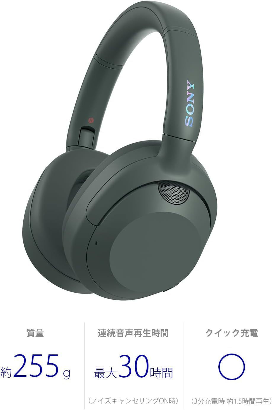 ソニー ワイヤレスノイズキャンセリングステレオヘッドホン WH-ULT900N / ULT WEAR/パワフル重低音/搭載/通話性能向上/快適な装着感/フォレストグレー WHULT900N HC ワイヤレスノイズキャンセリングステレオ