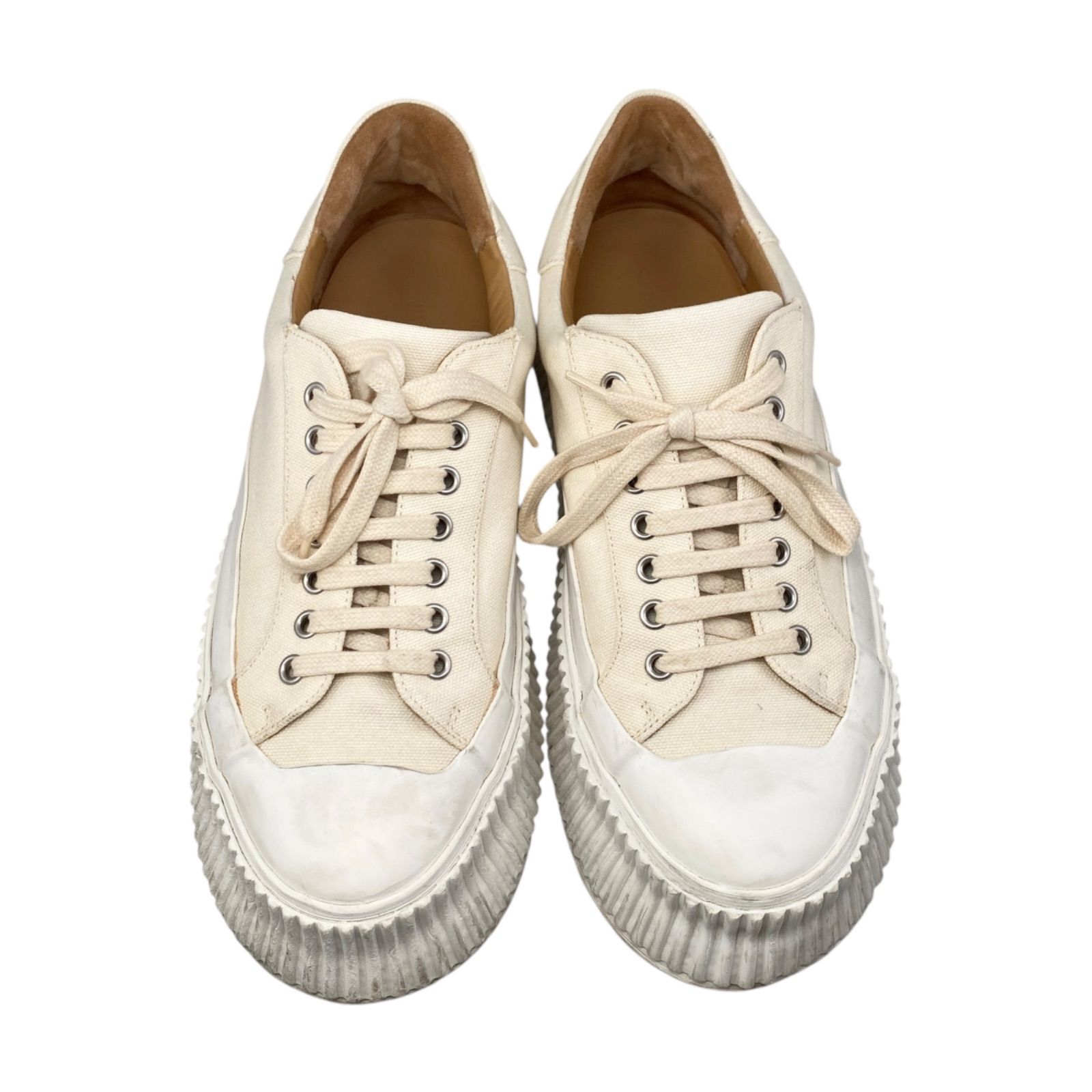 ☆EM0777 JIL SANDER プラットフォーム キャンバス スニーカー 