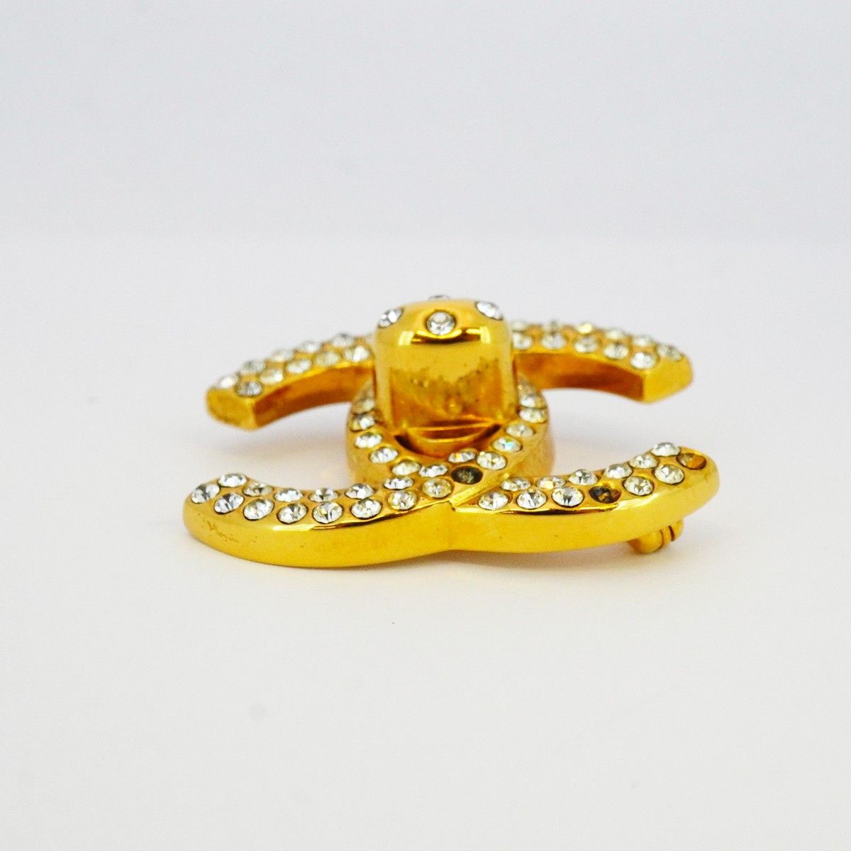 5jib0508 シャネル ブローチ ヴィンテージ ココマーク GPメッキ ラインストーン ゴールド レディース FORTGASGNV_COM_BR