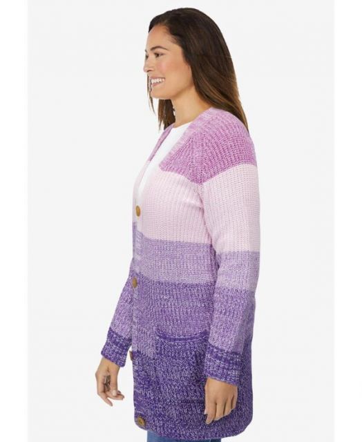  ウーマン ウィズイン レディース ニット セーター アウター Women s Within Ombre Shaker Cardigan Purple orchid 長袖 ニット セーター