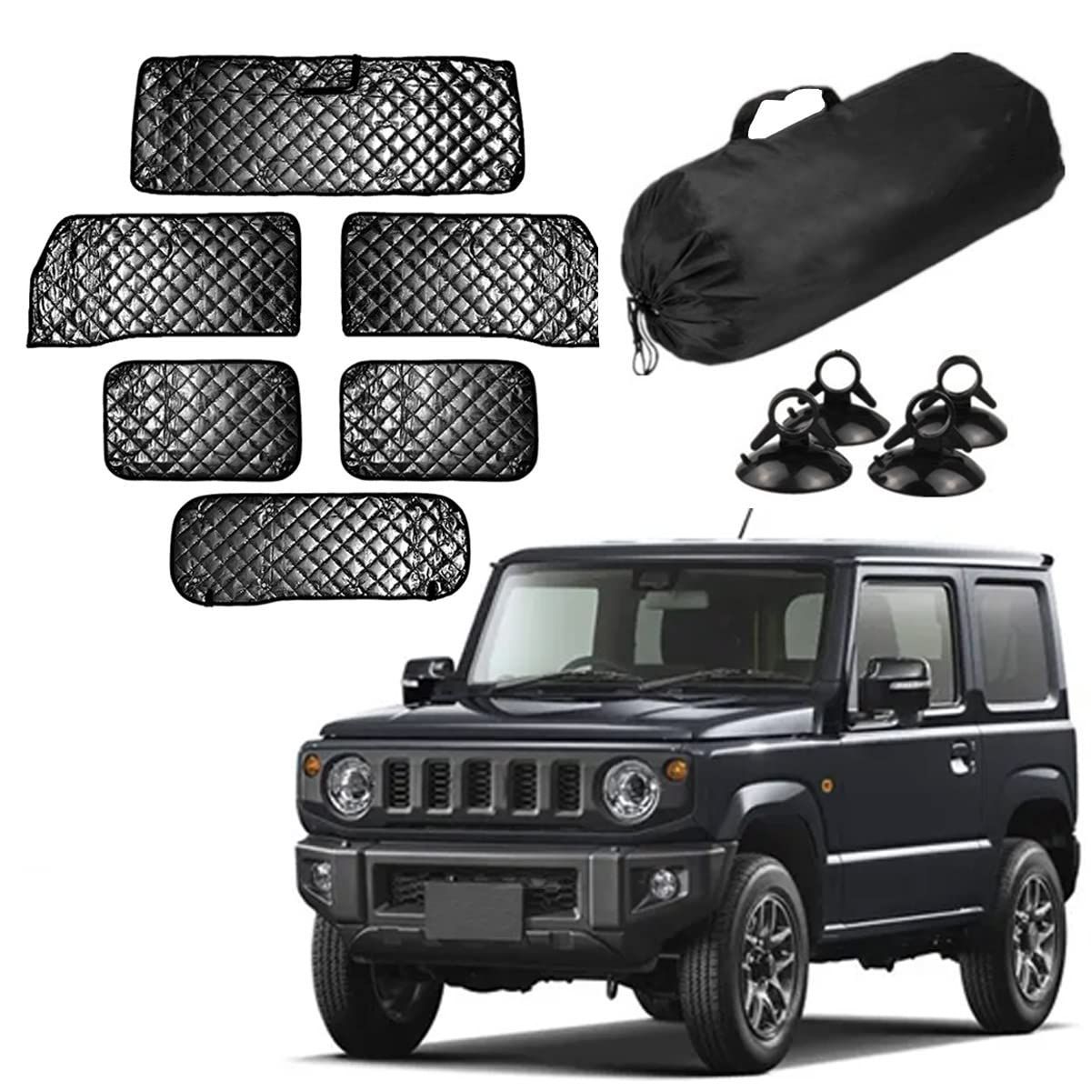 JB64W/JB74Wセット Temiry 新型ジムニー用 サンシェード セット JB64W JB74W サンシェード フロント 遮光 紫外線 UVカット サイドサンシェード 夏用 (6枚入り)