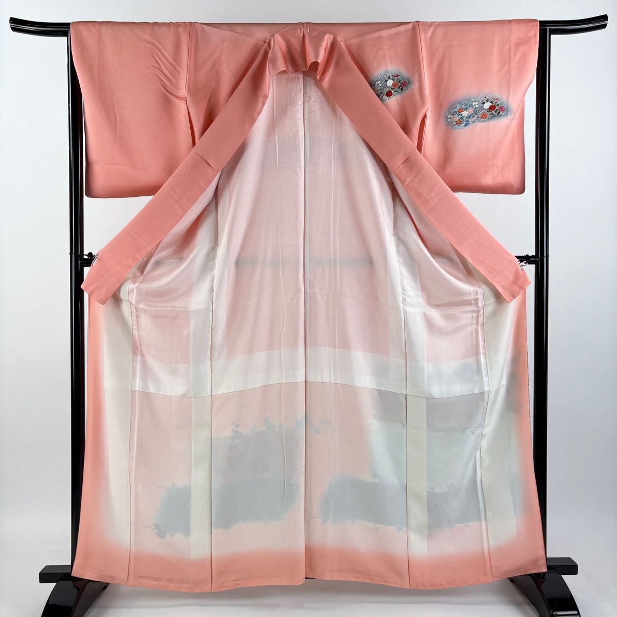 訪問着 身丈157cm 裄丈64cm M 袷 笹 銀通し ぼかし 薄紫 正絹 名品