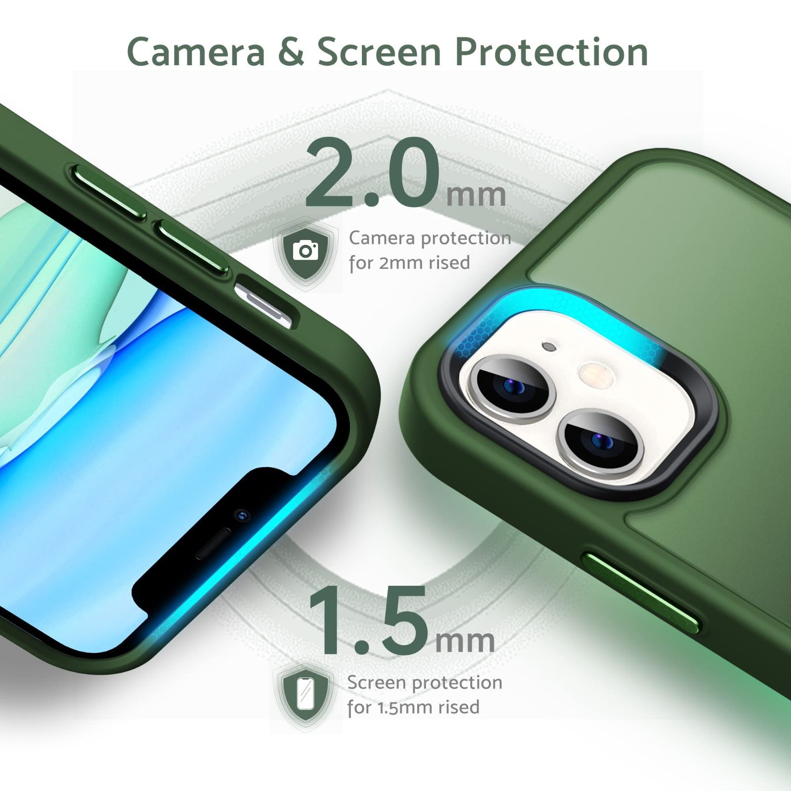 Anqrp iPhone11 用 ケース 半透明 耐衝撃 滑り止め 米軍MIL規格 指紋