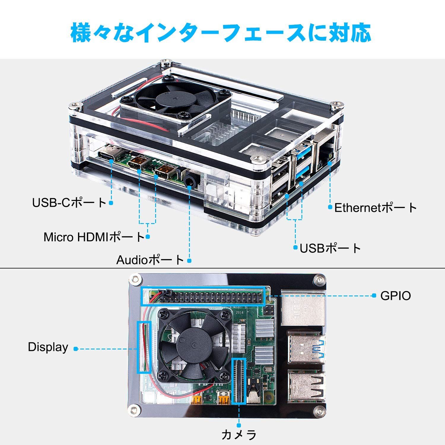 Smraza Raspberry Pi 4 ケース ラズベリー・パイ 4 用ケース ＋ファン