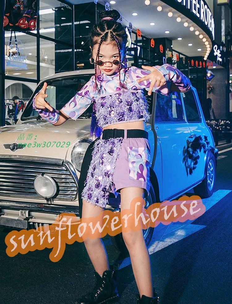 キッズ ダンス衣装 セットアップ へそ出し スパンパンツ ヒップ