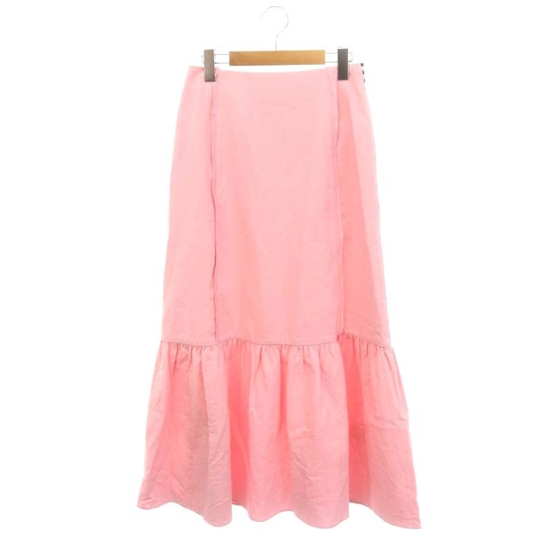 ボーダーズアットバルコニー BORDERS at BALCONY RESORT TIERED SKIRT スカート ロング フレア コットン 38 ピンク /NR ■OS