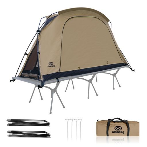 GOGlampingコットテント SKYEYECT自立式コットテント TCテント3WAYタイプ軽量ベッド用カンガルー式ソロ1人用ツーリングドームアルミポール前後入り口メッシュ天窓 サイド窓 焚き火可キ…