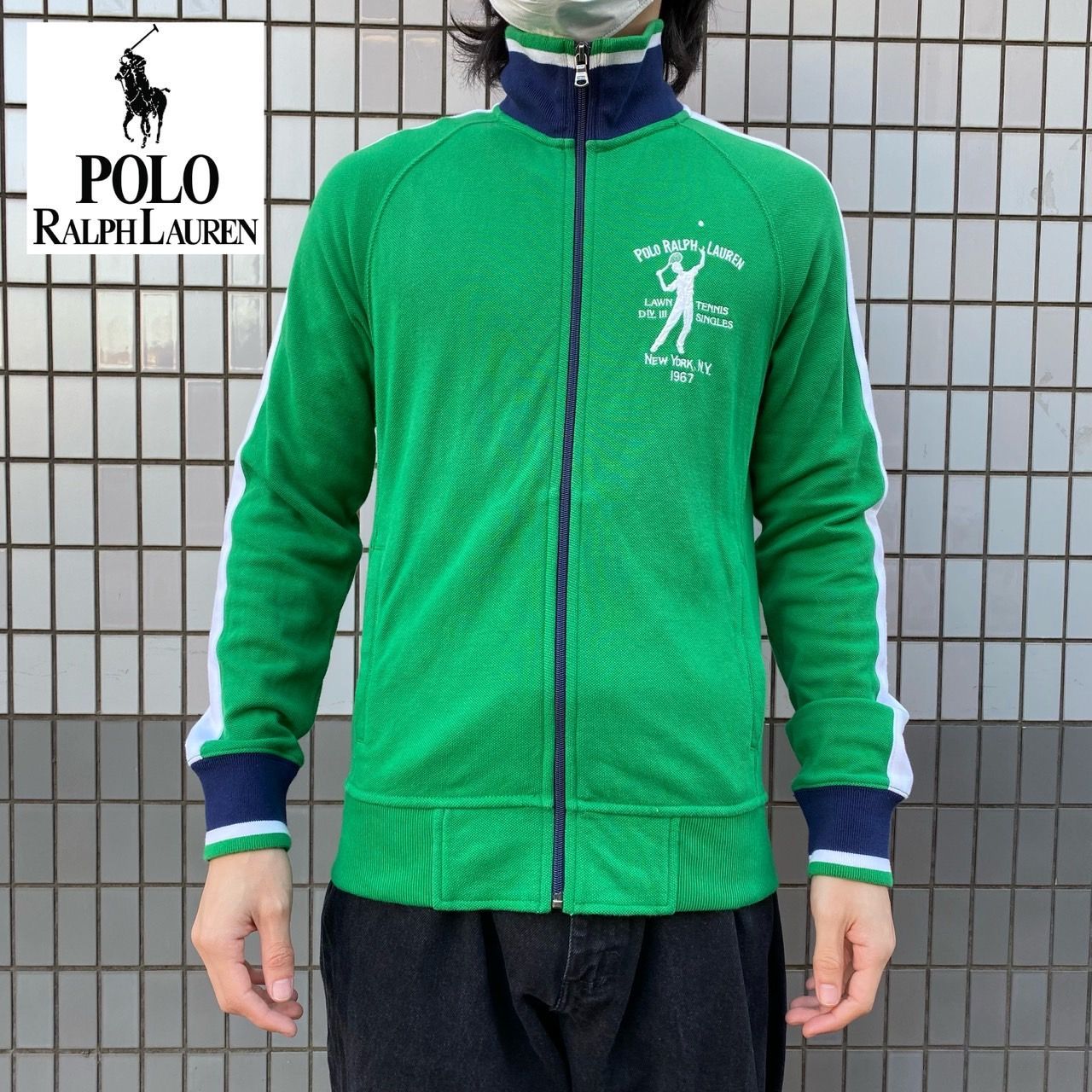 Polo ラルフローレン 鹿の子 トラックジャケット ジップアップ XS 緑 