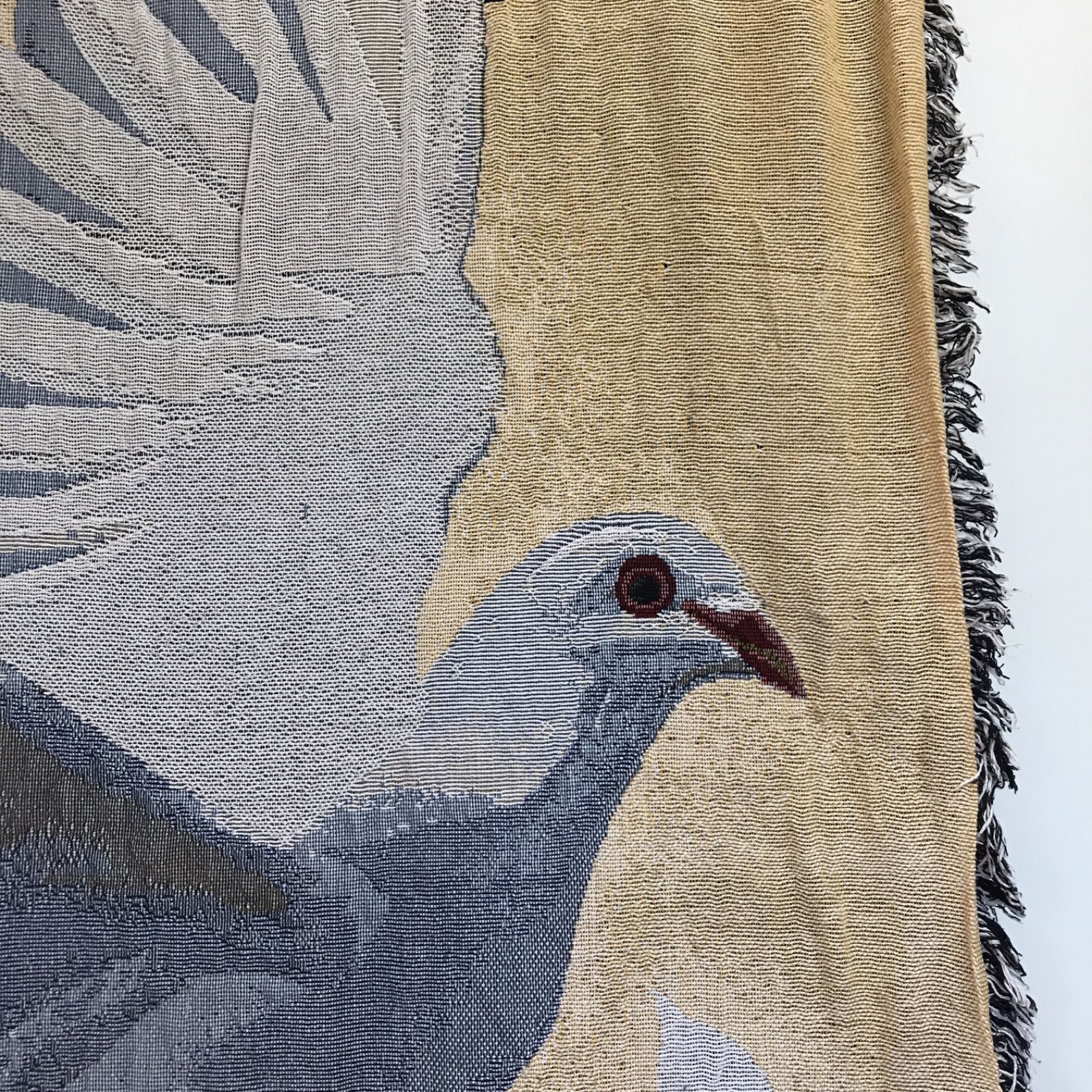 ビンテージラグ 鳩 鳥 ブランケット マルチカバー ソファーカバー
