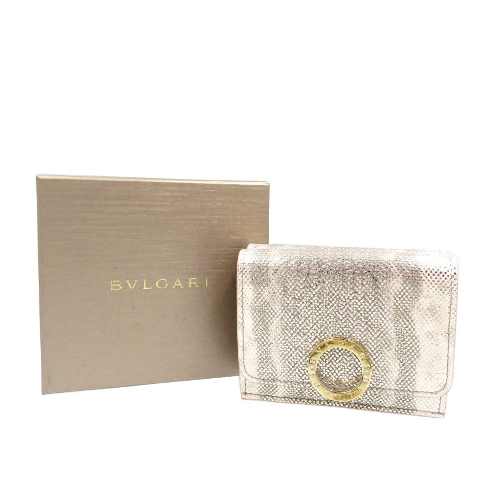 未使用 ブルガリ メタリック カルング ミルキーオパール ブルガリブルガリ 289351 レザー ゴールド金具 三つ折り財布 0011【中古】BVLGARI BVLGARI - 未使用 ブルガリ メタリック カルング ミルキーオパール