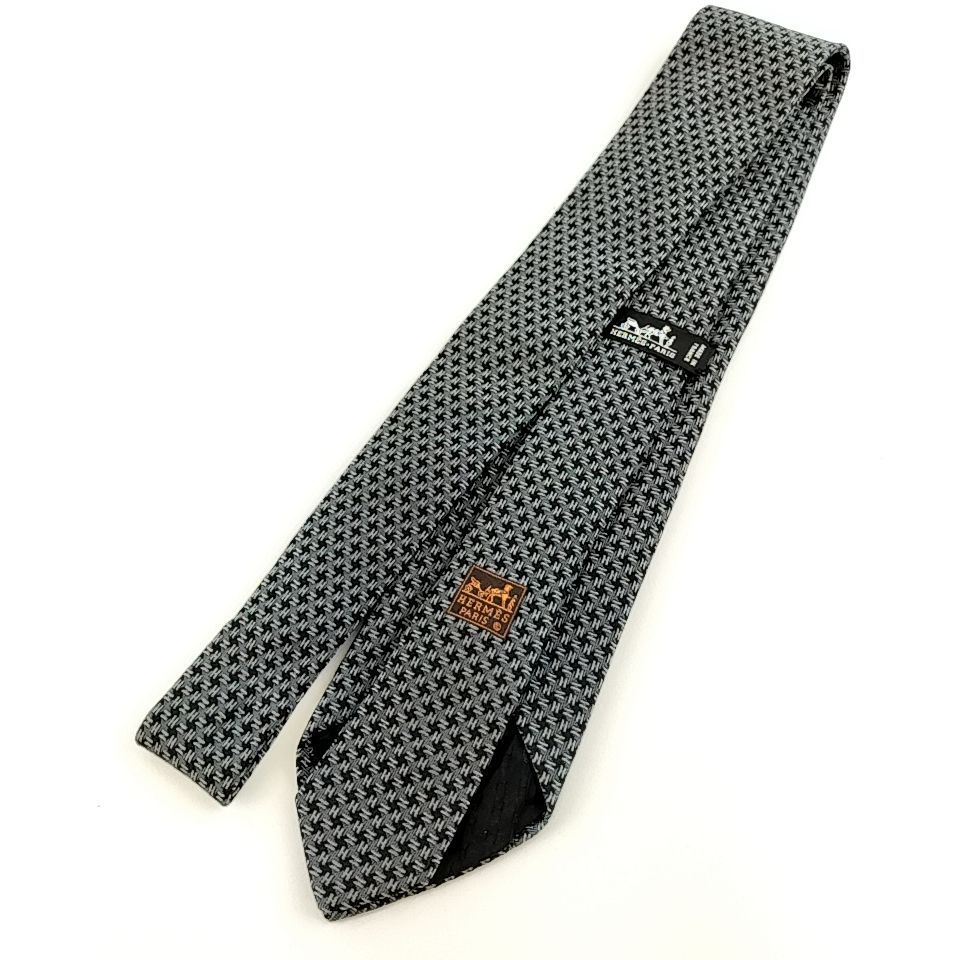 HERMÈS エルメス ネクタイ H柄　ブラック HERMES 】A 61 A-1 エルメス H柄 ネクタイ 長さ 154cm