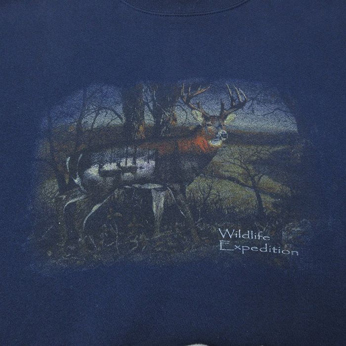 XL★古着 TULTEX 長袖 スウェット メンズ 90年代 90s ブラックキャッツ クルーネック 青 ブルー 24oct21 中古 スエット トレーナー トップス L☆古着 TULTEX 長袖 スウェット メンズ 90年代 90s シカ クルーネック