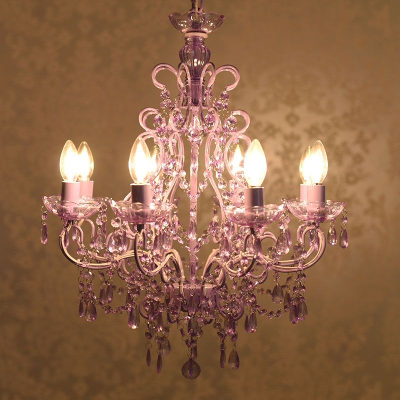 シャンデリア 8灯 ラベンダー LED簡単取付 天井照明 LED電球対応 北欧 アンティーク クラシック 4004