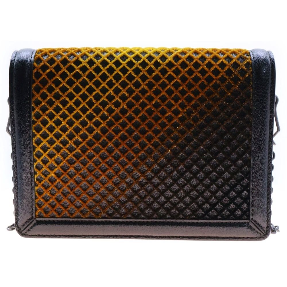 BOTTEGA VENETA ボッテガヴェネタ グラデーション ベロア レザー チェーン ショルダーバッグ ブラック|イエロー