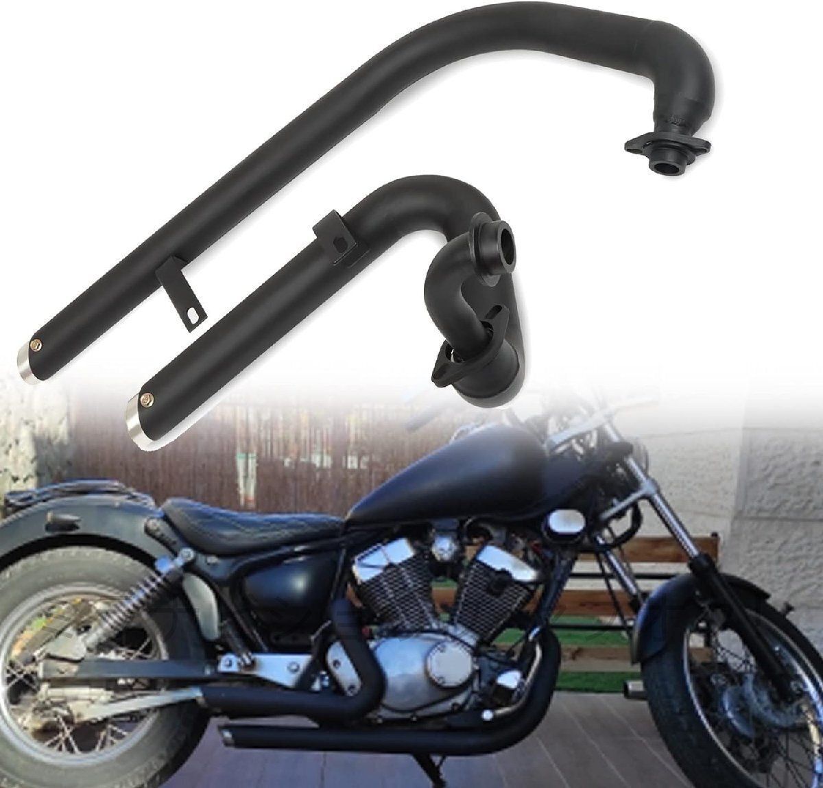 送料無料 オートバイヤマハビラーゴ 250 XV125 125 XV 125 XV250 フルマフラー排気システムパイプ サイレンサーステンレス アクセサリ DECORATOM_COM_BR