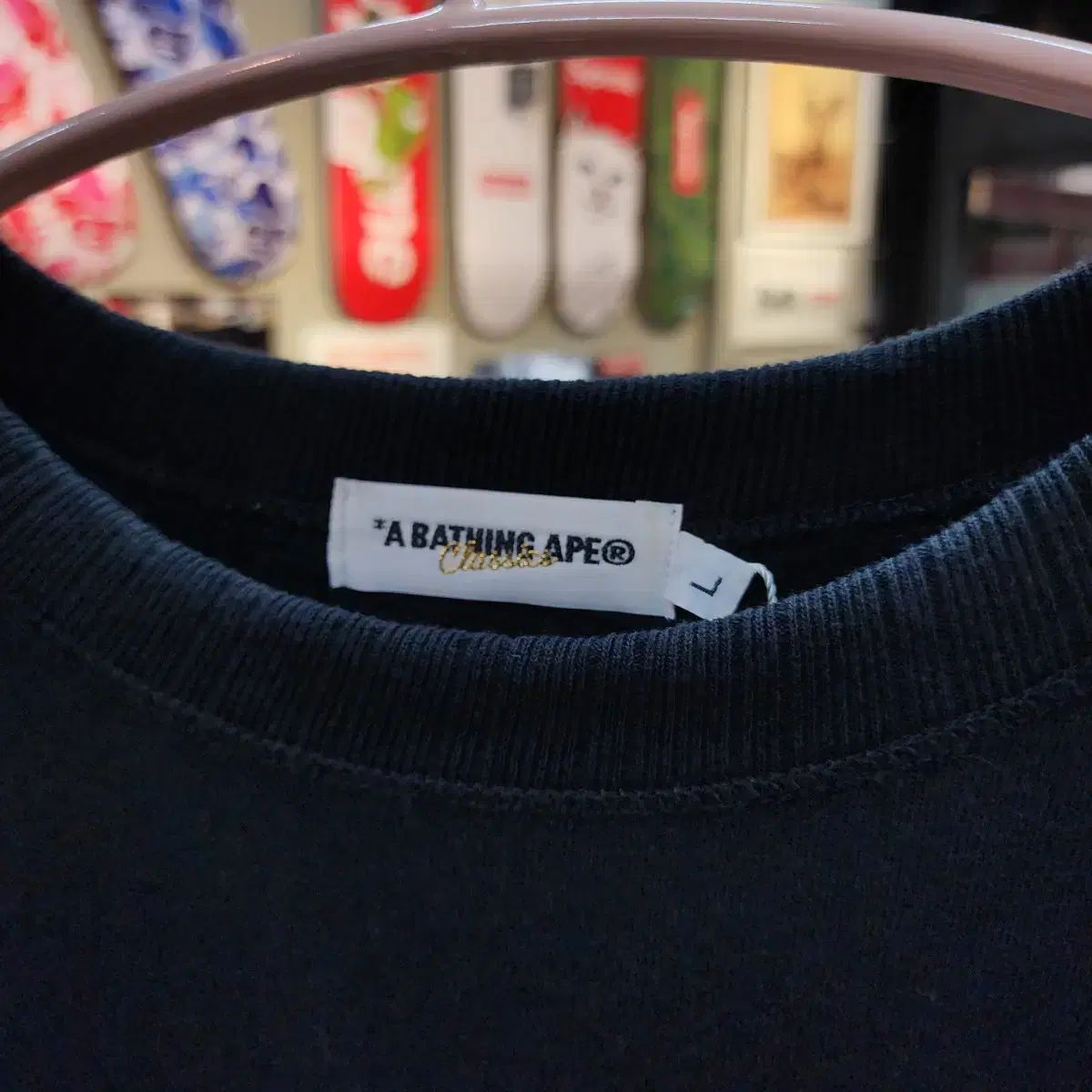 L BAPE A BATHING APE アベイシングエイプ ビックロゴ クルーネック