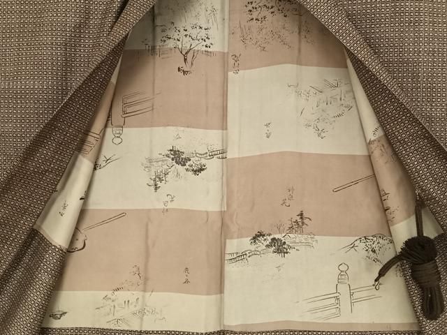 平和屋着物○男性 本場大島紬 アンサンブル 100亀甲 総詰め 正絹 逸品