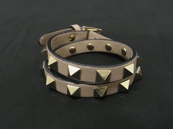 極美品VALENTINO GARAVANI ロックスタッズ レザー ブレスレット VALENTINO - 美品 ヴァレンティノ ロックスタッズ ブレスレット