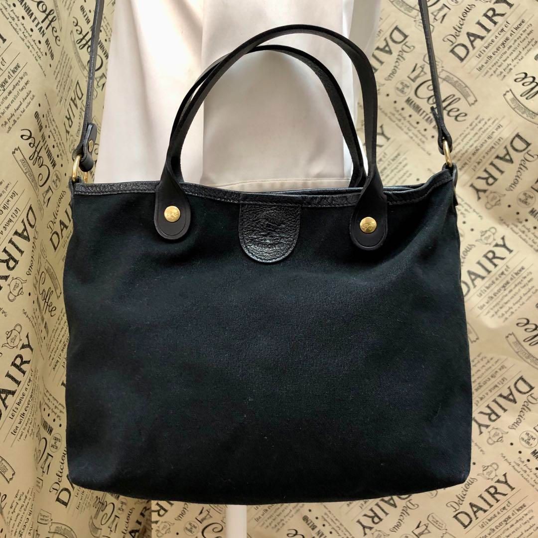 イルビゾンテ ハンド ショルダー バッグ 黒 キャンバス 旅行 FT381