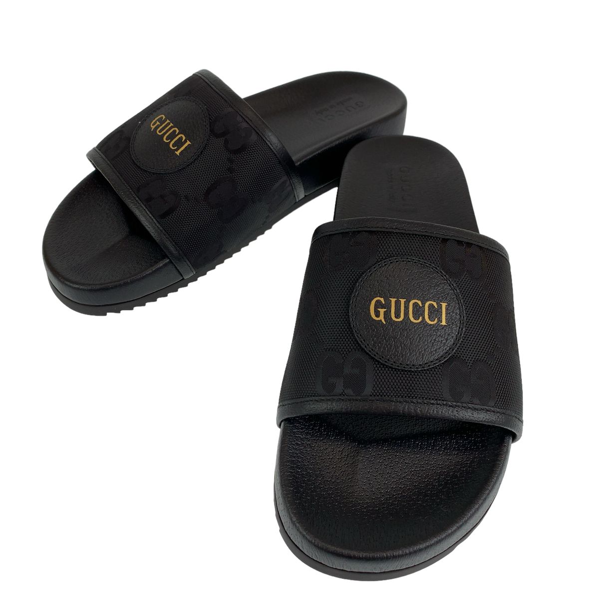 新品未使用 GUCCI グッチ GG柄 スライドサンダル ブラック 黒 PVC 