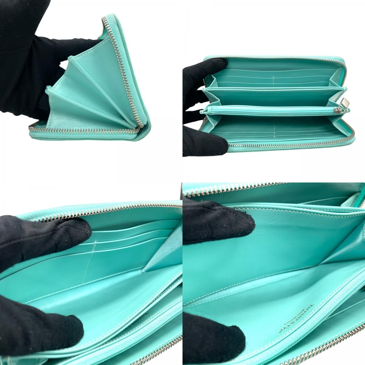 極美品 Tiffany & Co. ティファニー 長財布 ラウンドファスナー 水色