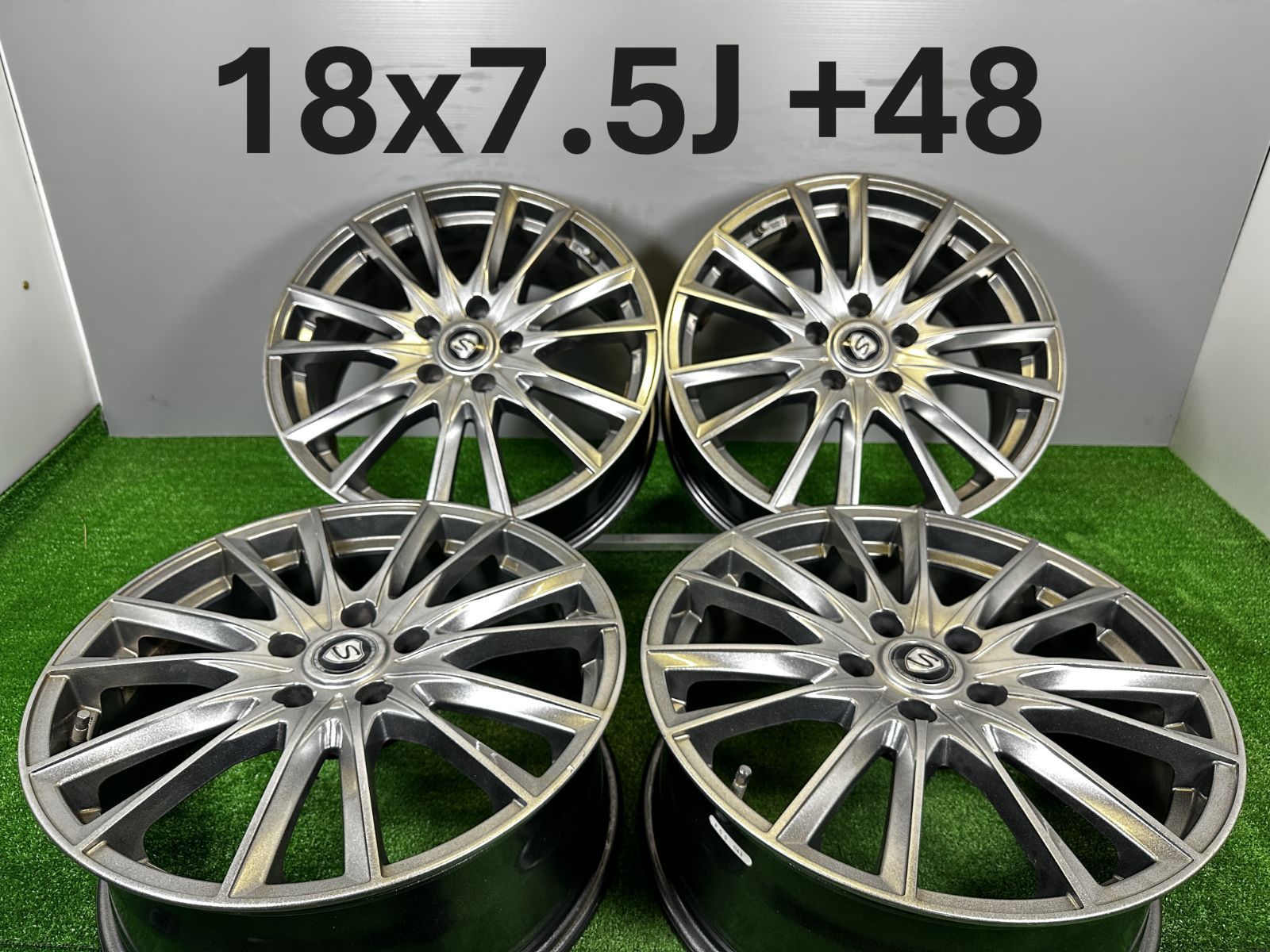 送料無料☆18x7J +48 4穴 PCD114.3 STRANGER 4本 中古 アルミ