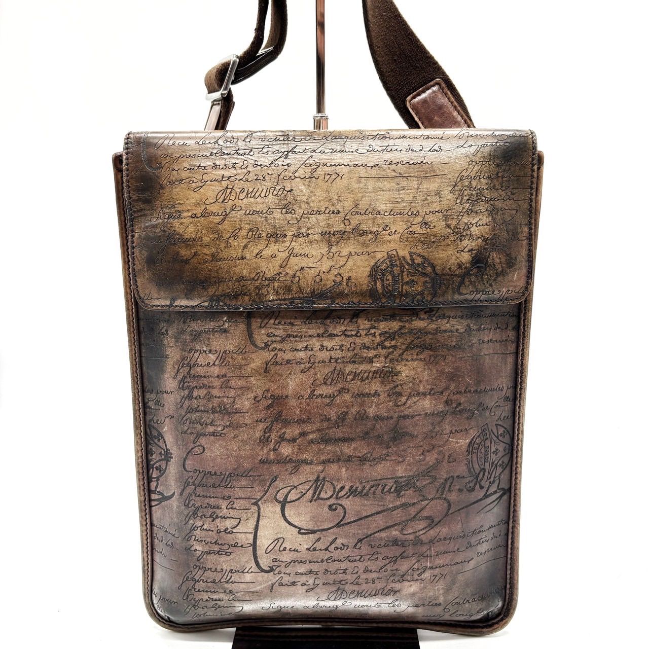 Berluti ベルルッティ マダムオルガ期 カリグラフィ スクリットレザー ショルダーバッグ トートバッグ ブラウン 茶色 レザー 革 ユニセックス 男女兼用 メンズ レディース