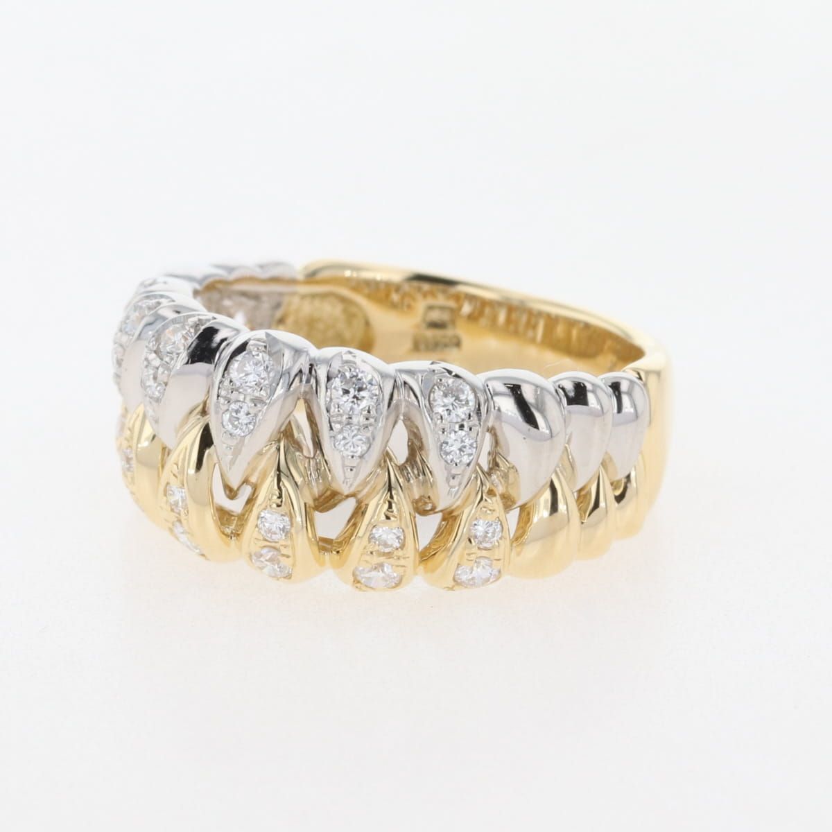 メレダイヤ デザインリング YG イエローゴールド プラチナ 指輪 リング 12号 K18 Pt900 ダイヤモンド レディース