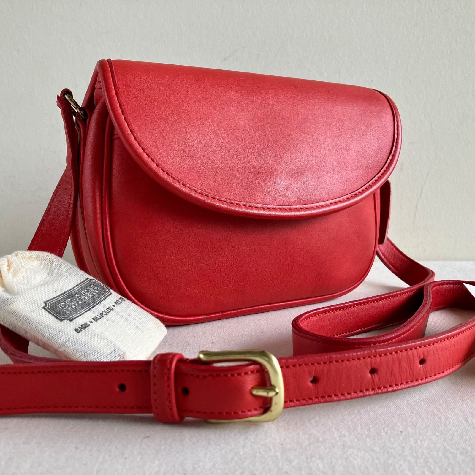 80s Vintage Coach Town Bag Red Leather Shoulder Bag