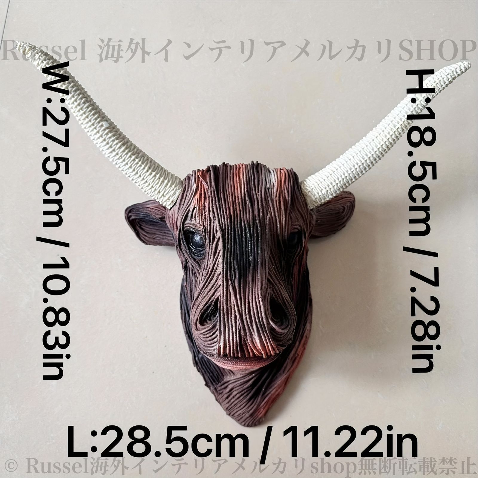 壁掛け インテリア 装飾品 牛の頭 立派な角 インテリアアニマル 壁掛け インテリア 装飾品 牛の頭 立派な角 編まれた 室内