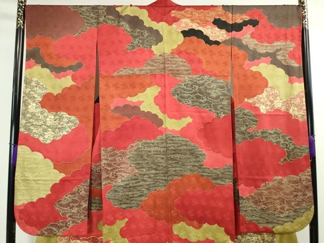 平和屋本店□極上 皇室献上作家 藤井寛 振袖 駒刺繍 雲取り吉祥花文