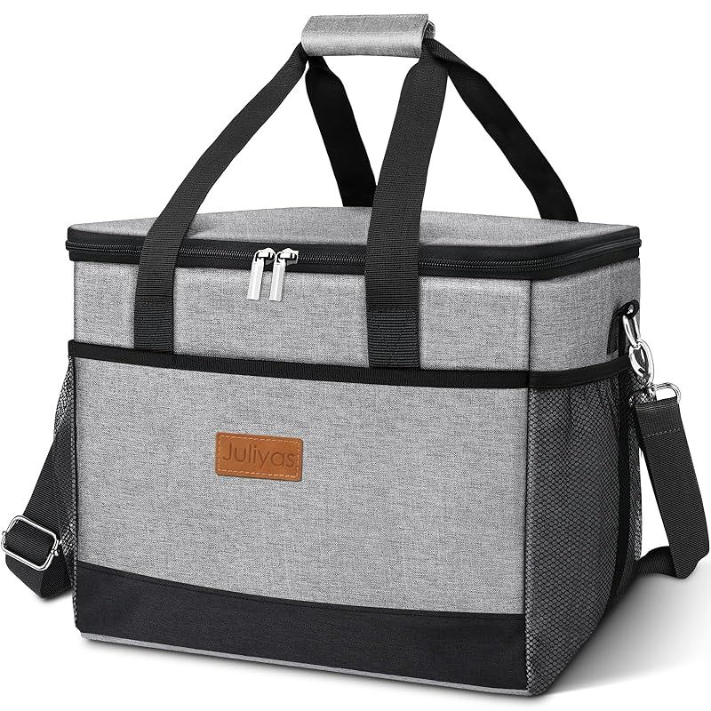 【新着商品】Juliyas クーラーボックス ソフト 30L大容量 折り畳み式 4層断熱材軽量 クーラーバッグ 持ち運び可能 収納可能 冷蔵・保鮮・保温多機能 肩掛けをサーポート 防水耐久性ある アウトドアに適用 キャンプ/バーベキュー/防災に適用 グレー 0