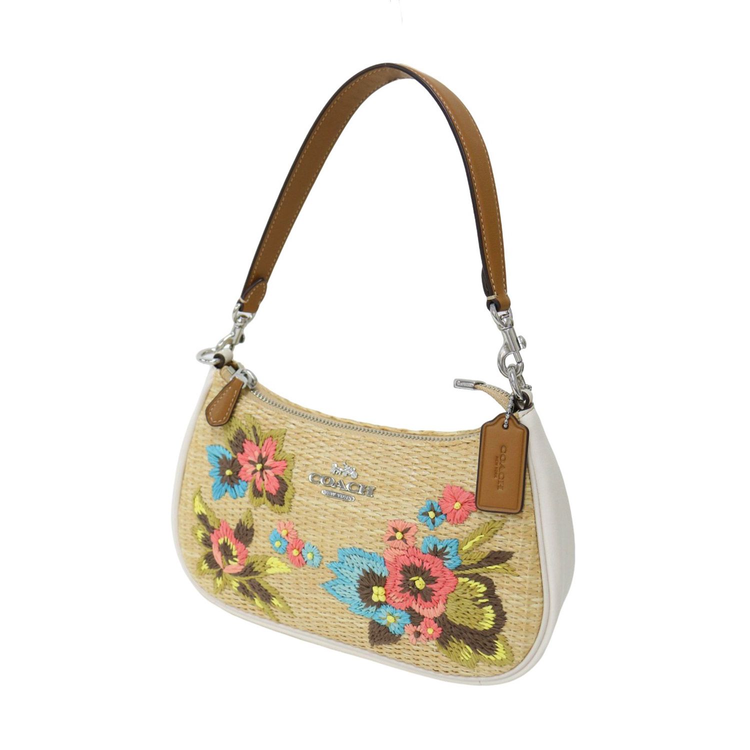 COACH コーチ バッグ ベージュ ホワイト / フローラル エンブロイ 
