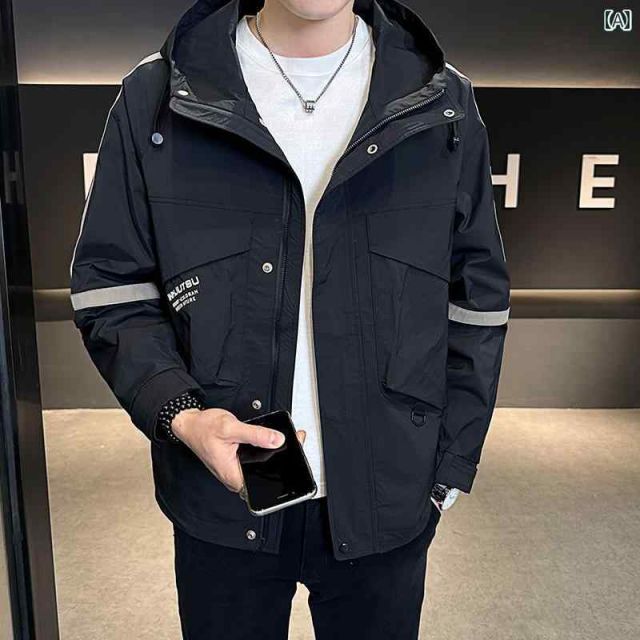 2XL 秋冬 コーデ メンズ 服 シンプル ファッション オシャレ 大人 かっこいい 大きいサイズ ストリート 紳士服 フード付き ジャケット アウター ミドル丈 トップス