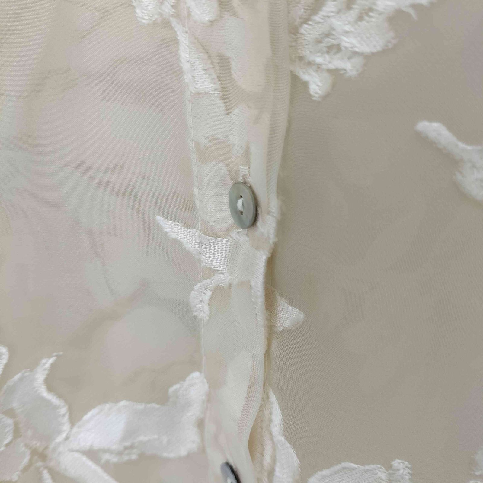 ザラ ZARA コントラストベルベット セミシースルーシャツ