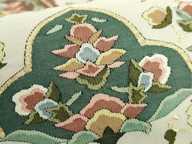 平和屋本店□最高級 明綴れ 全通柄袋帯 正倉院花文 金糸 逸品