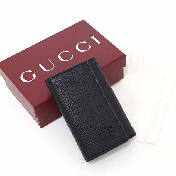 グッチ GUCCI ダブルG キーケース 6連 レザー 795336 ブラック シルバー金具 ♥品
