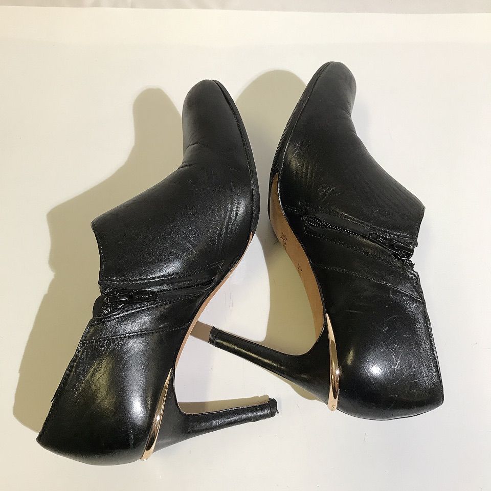 COACH 黒レザー ブーティ COACH コーチ ブーティー ピンヒール ショートブーツ ブラック